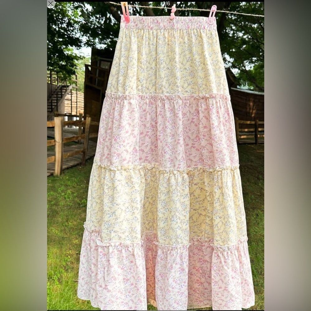NEW! XL 12 *COQUETTE* Boho-Chic Cottagecore Ditsy Floral Maxi Skirt - Picture 4 of 5